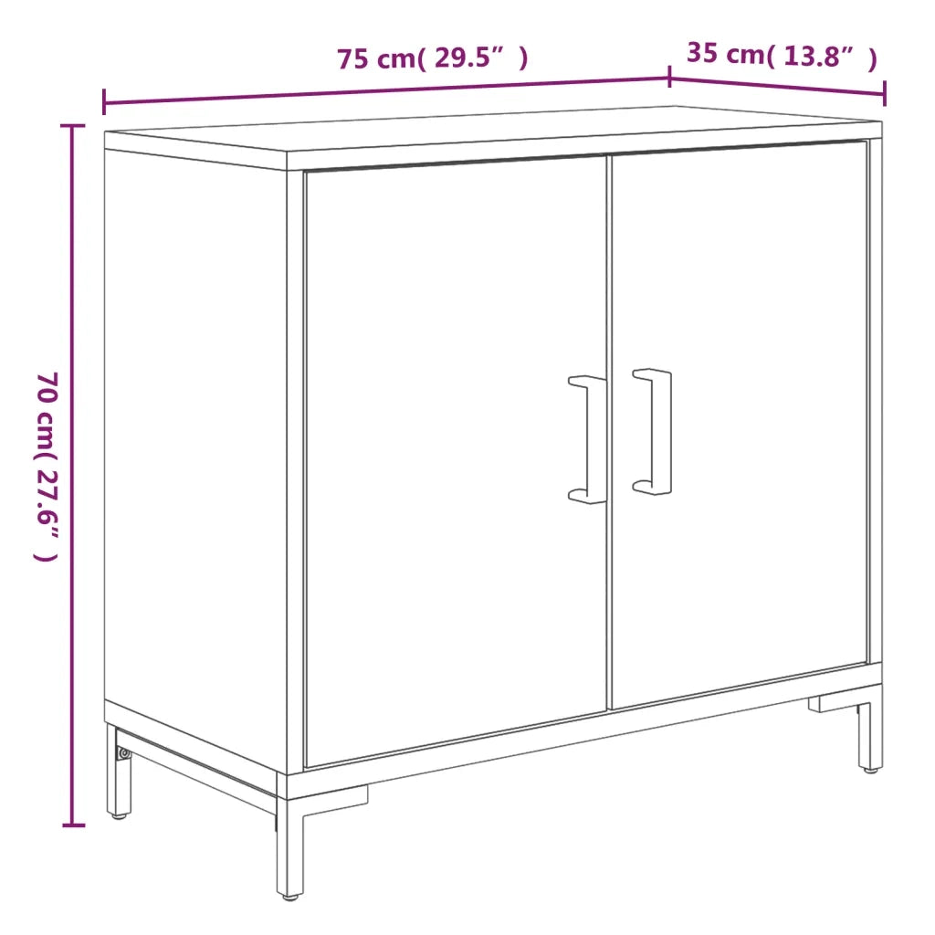 Credenza Marrone 75x35x70 cm Legno Massello di Pino Riciclato cod mxl 5494