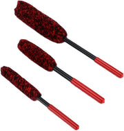 Pulitore di ruota 3 in 1 - Set di spazzole - Resistenti alle abrasioni - Per pneumatici - Per tubi di scarico - Per auto - Per moto - Per bicicletta - Manico portatile - Veloce e facile da usare - Materiale microfibra - Plastica morbida e resistente