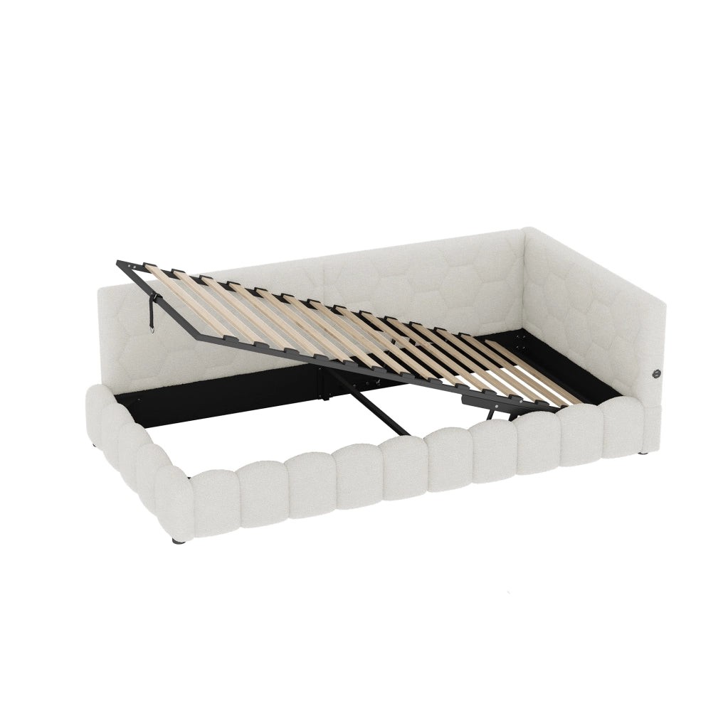 Letto 90x200 cm con contenitore; LED e USB