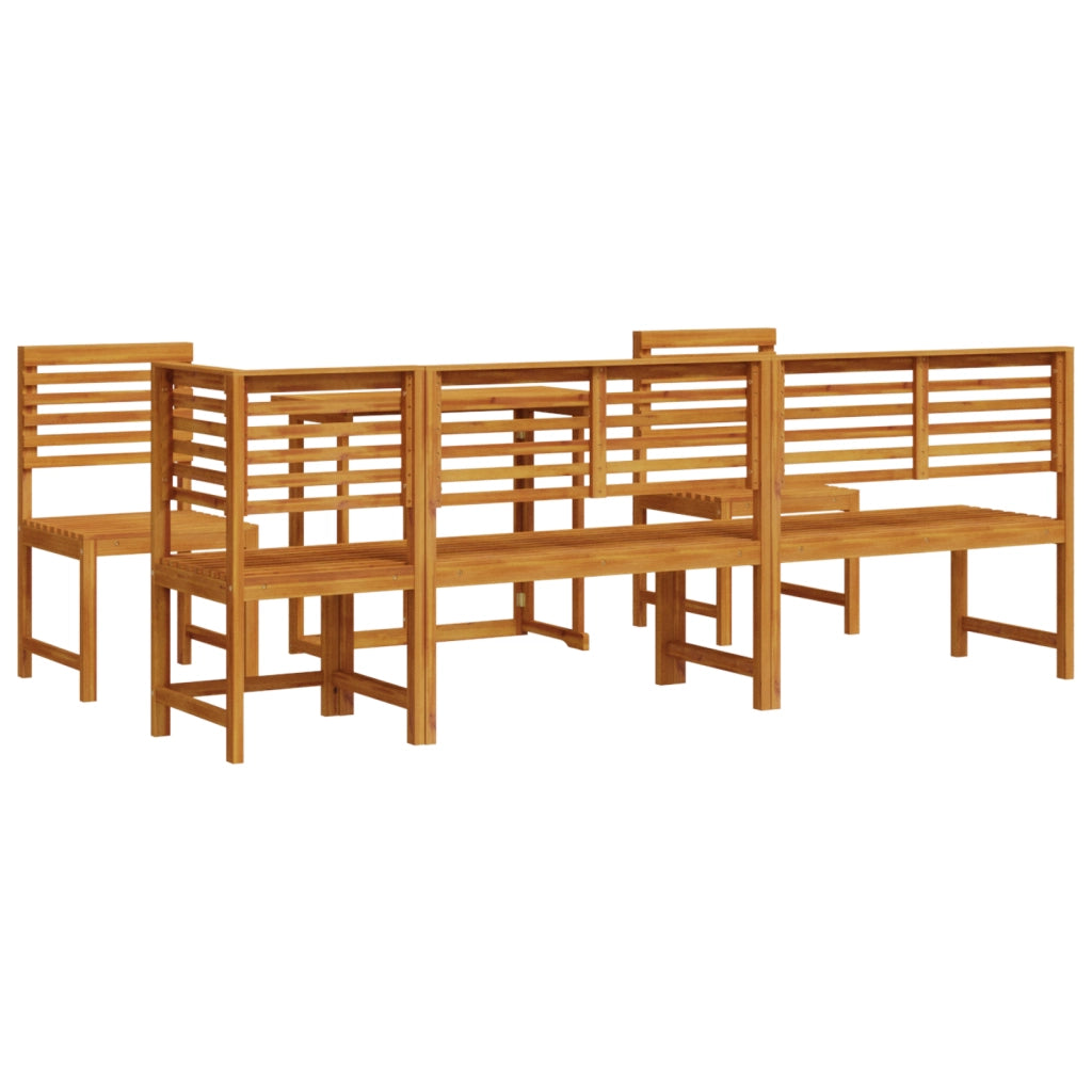 Set da pranzo per il giardino in legno massello di acacia, 6 pezzi