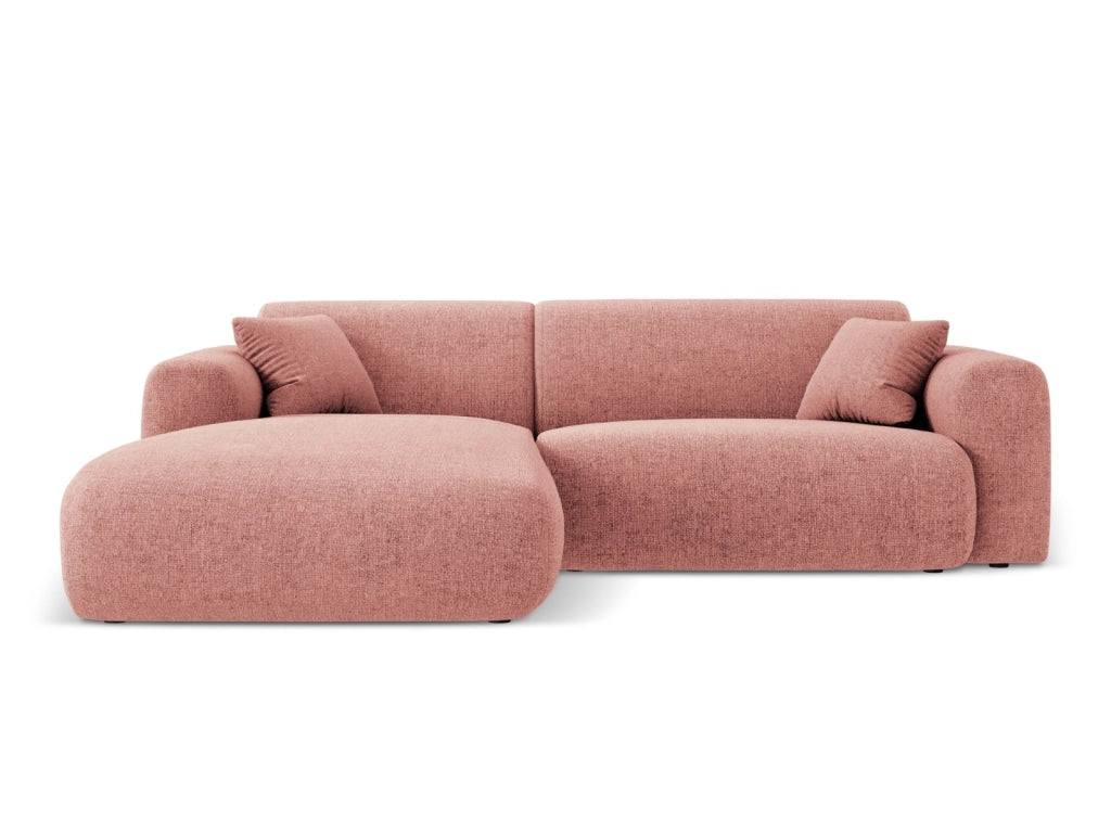 Cosmopolitan Design - Divano angolare sinistro "Nolio" 4 posti in ciniglia rosa 