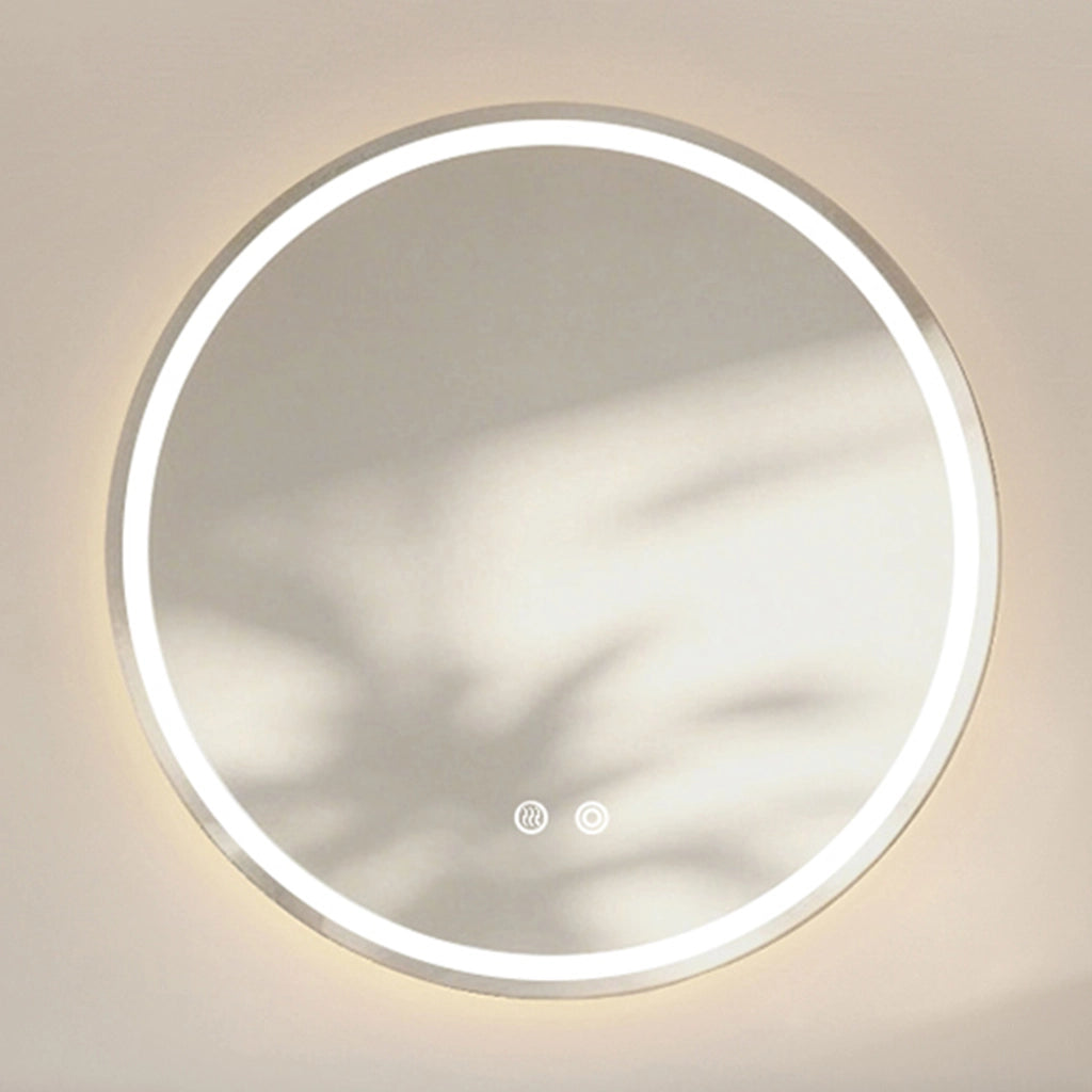SPECCHIO DA BAGNO LED rotondo 90x90 cm argento con funzione antiappannamento