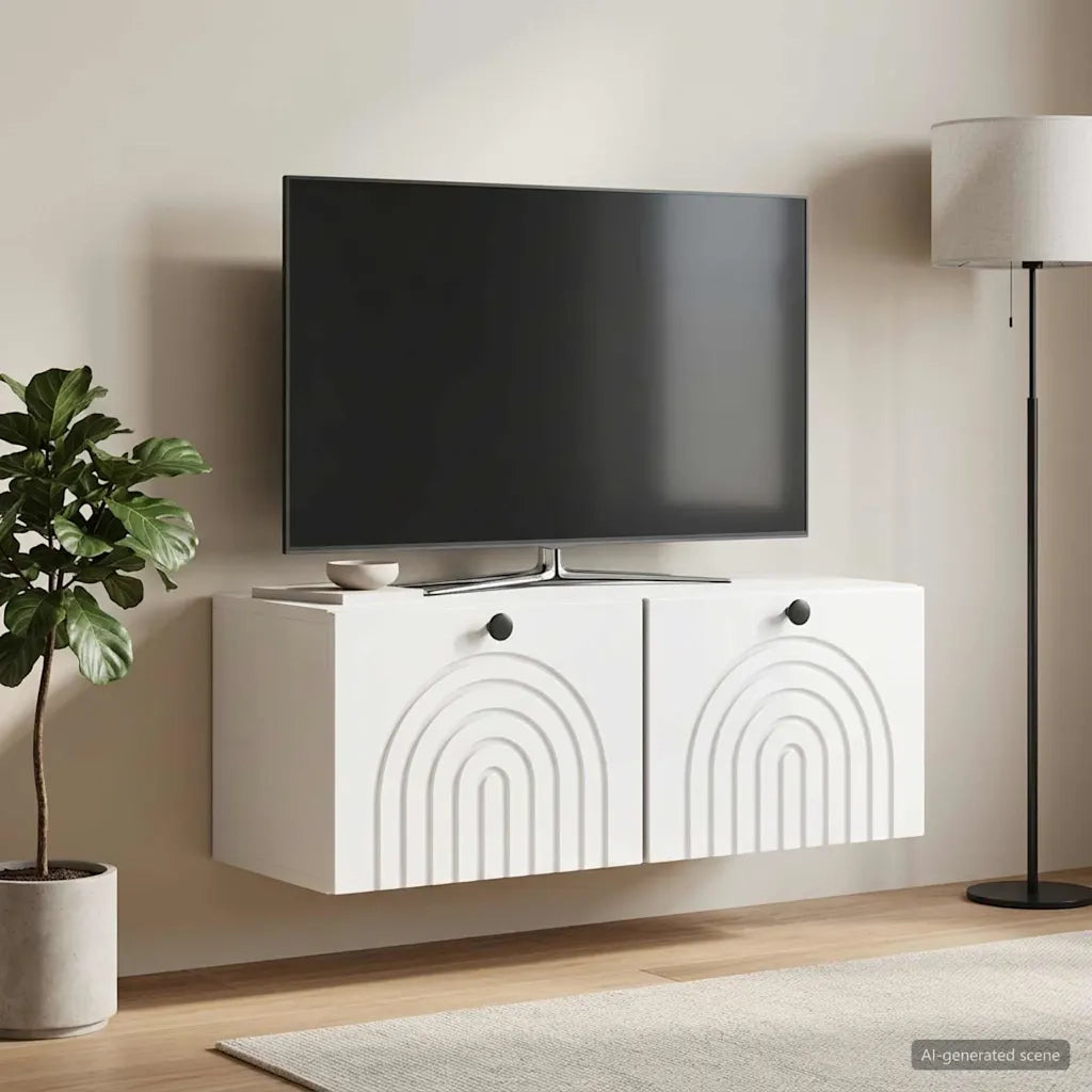 Mobile Porta TV da Muro Bianco Lucido 78,5 x 31 x 30 cm 898209