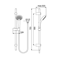 Saliscendi serie idealjeat cromato con doccino a 3 getti