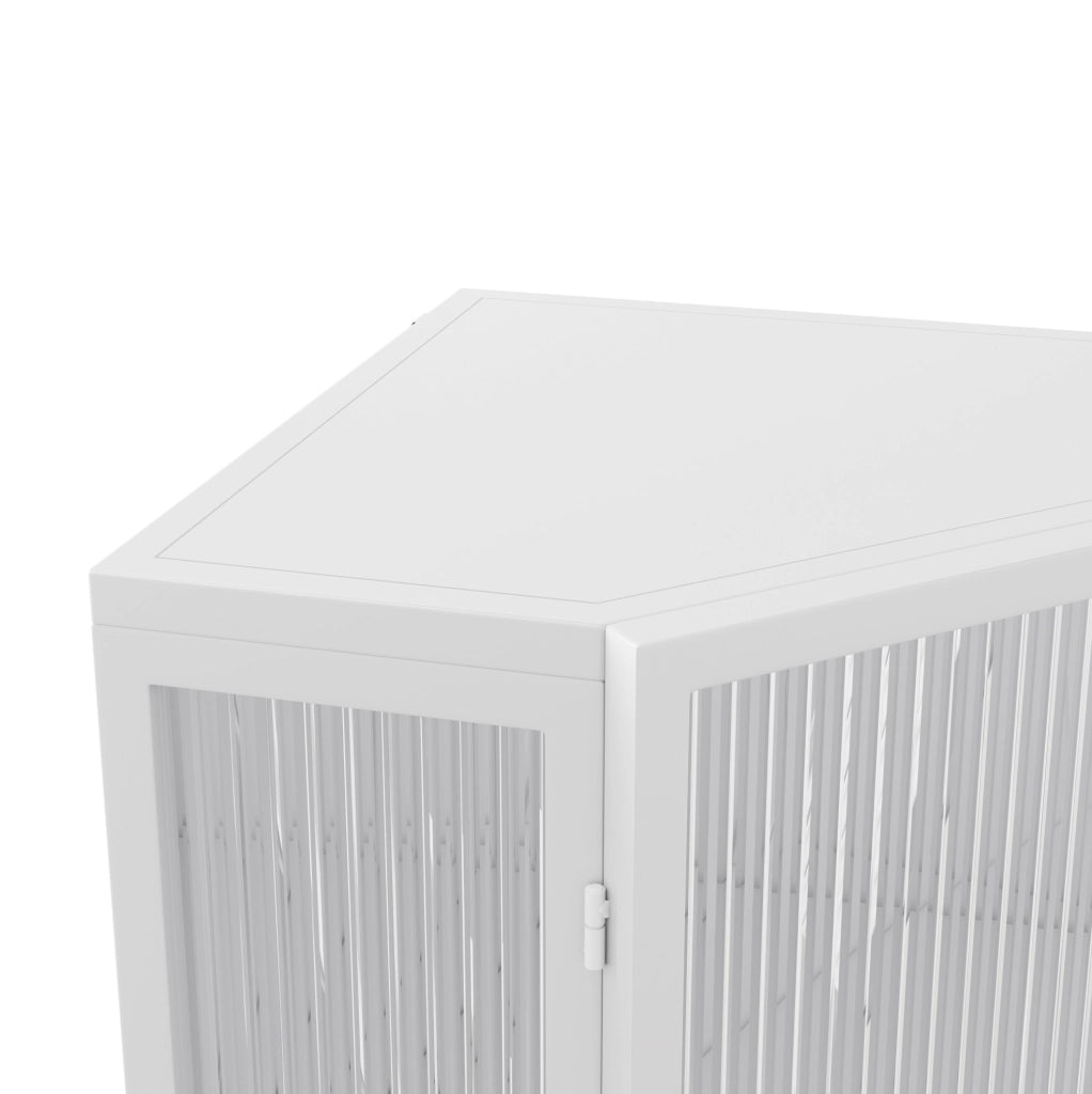 Mobile angolare da bagno in metallo e vetro temperato 56x42;5x110 cm bianco