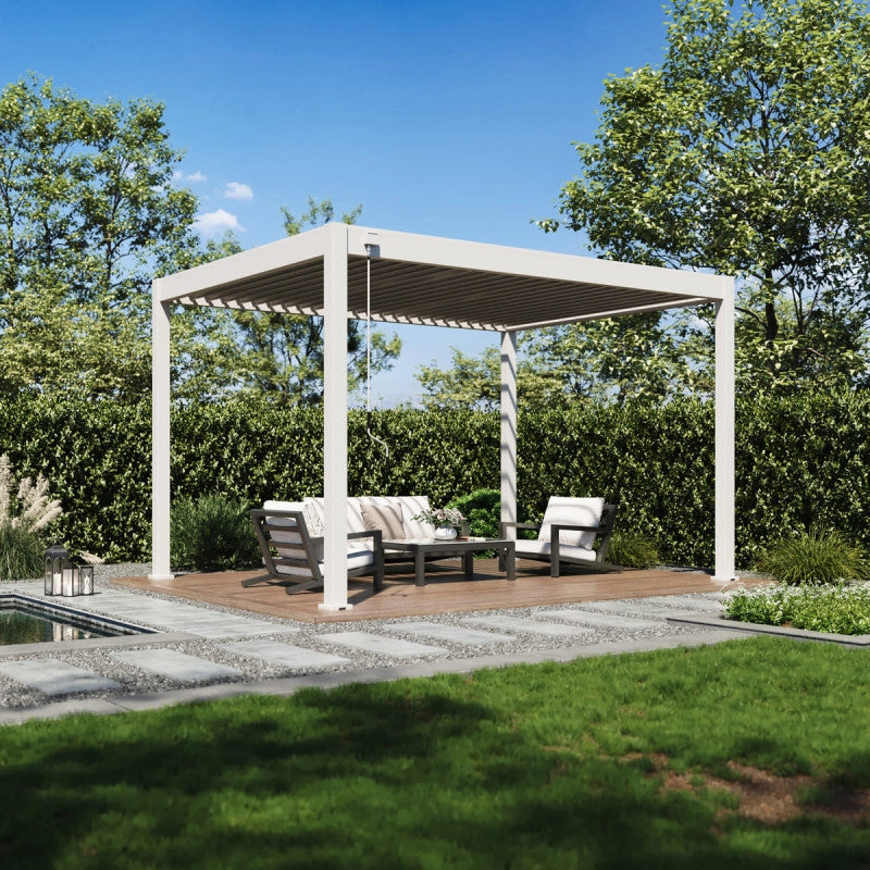 copy of Pergola bioclimatica Ombréa® VS autoportante 3x4M - Beige - Lamelle bianche