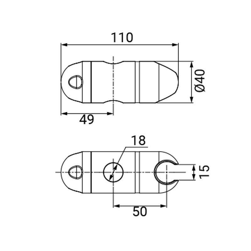 Centrale scorrevole per asta doccia tonda 18