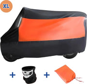 Custodia per Motocicletta Universale XL - Copertura per Motocicletta per Esterno 245 x 105 x 125 cm - Copertura per Motocicletta Acquatica Esterna + Tasca di Carico + Filtro di Protezione Extra - Arancione