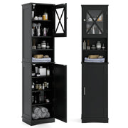 Mobiletto da bagno alto 170,5 cm con ripiani regolabili design compatto e moderno colore nero 20_0010279