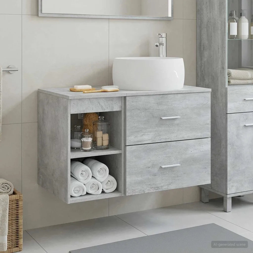 Set di mobili per il bagno 2 pcs Grigio Cemento 3403923