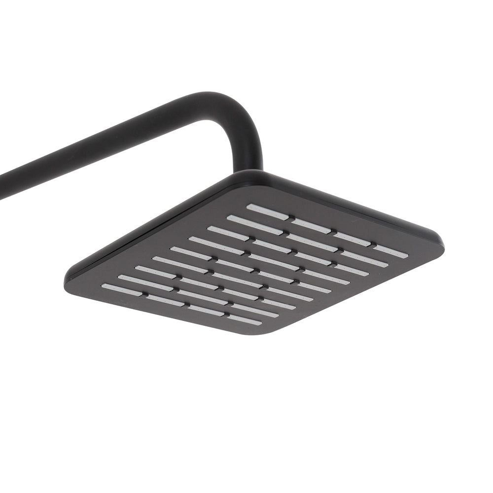 Set Soffione doccia 20 x 20  cm e braccio di 35 cm in finitura nero anticalcare Hidra