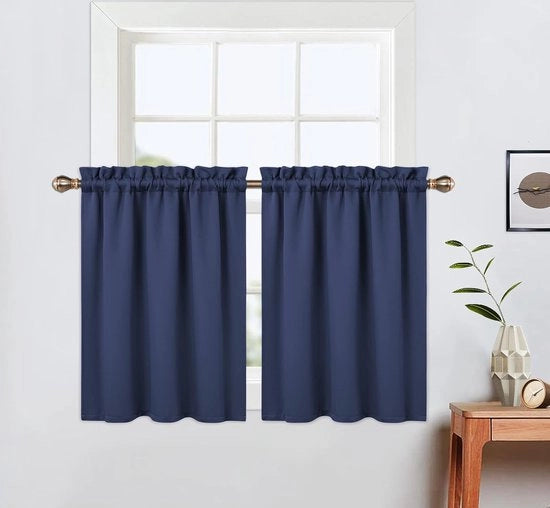 Tintorie per Finestre Piccole, Set a 2 Pannelli Corti Blu, 66 x 61 cm