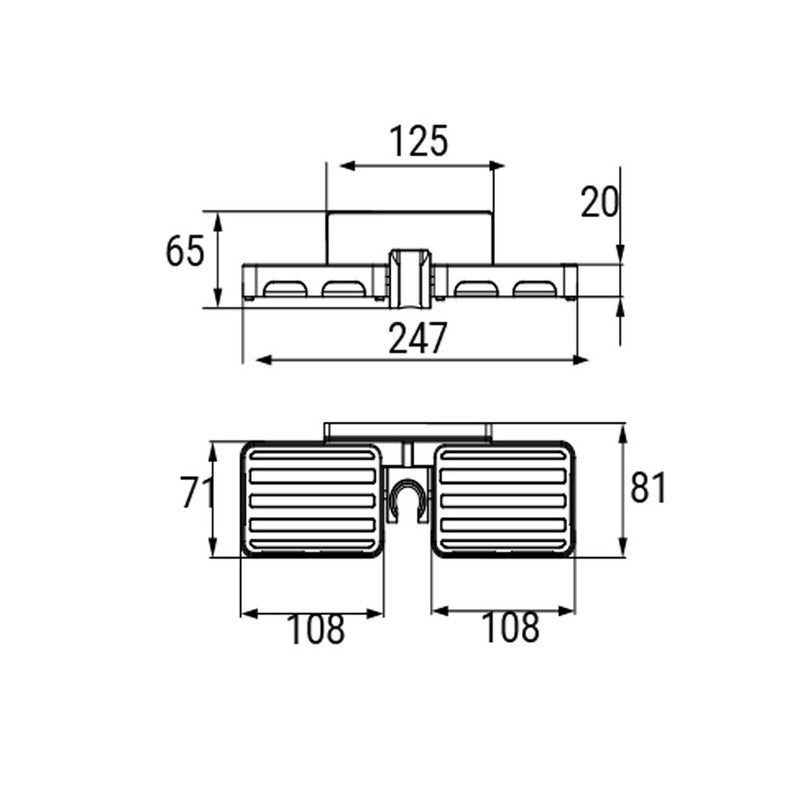 Supporto a muro per doccino con doppio porta sapone