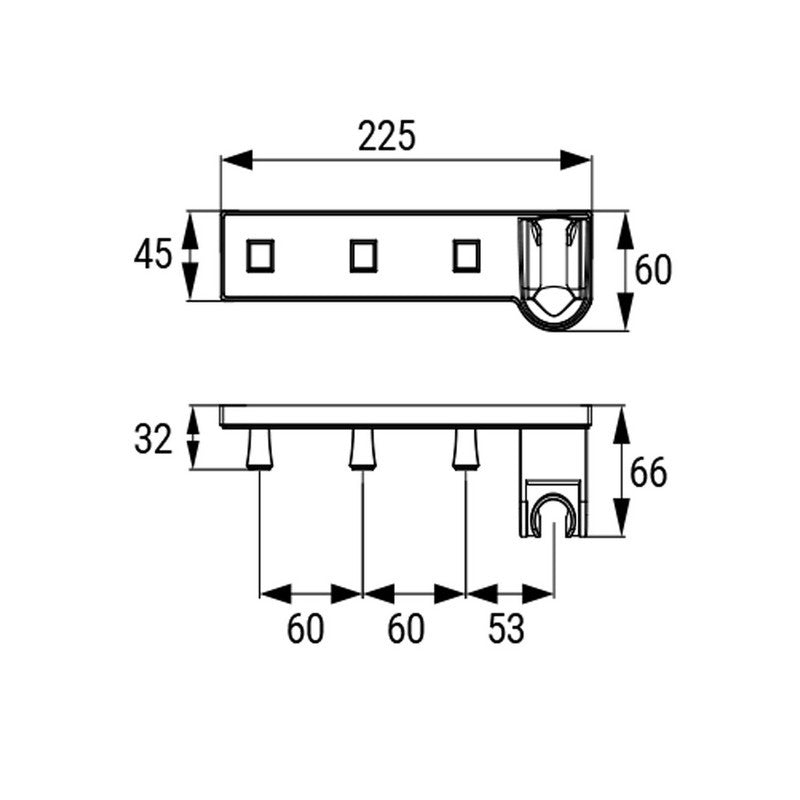 Supporto doccia inclinabile con ganci fissi