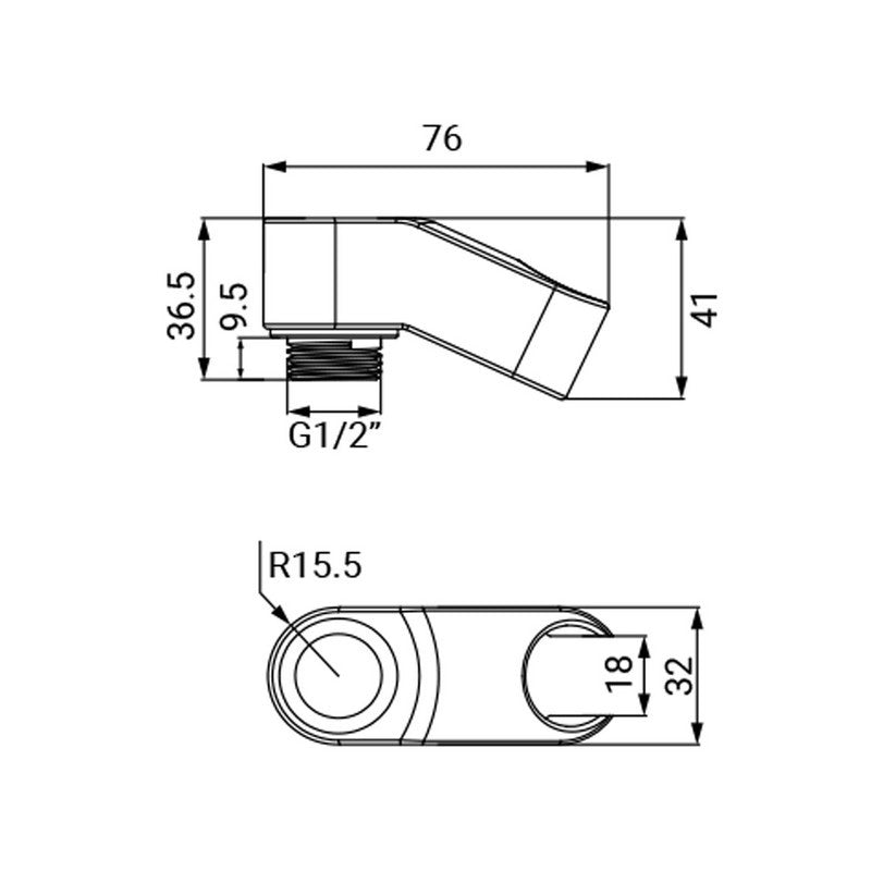 Supporto doccino per miscelatore vasca cromato