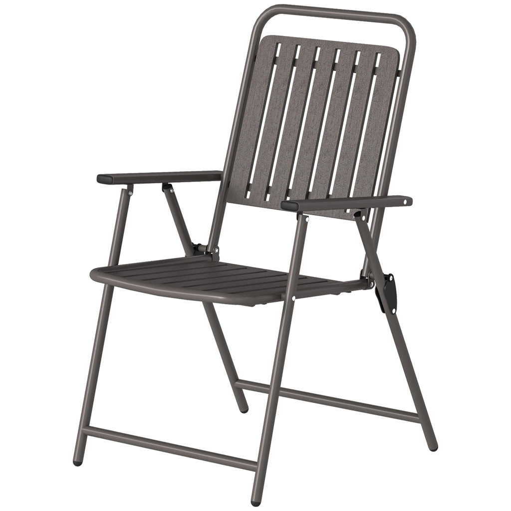 Set di 4 Sedie da Giardino Pieghevoli con Braccioli ¨C zephmum ¨C Marrone 55x63x93 cm