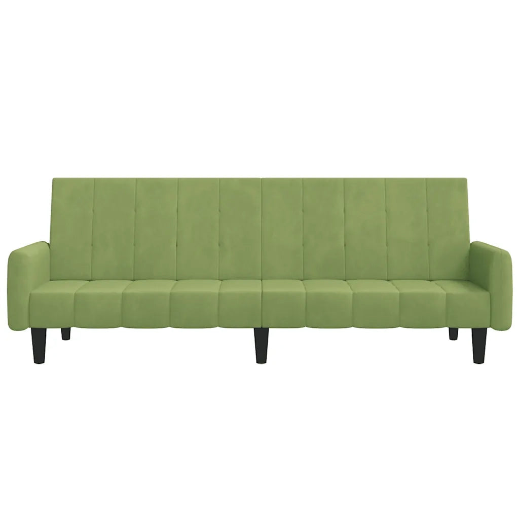 Divano Letto a 2 Posti Verde Chiaro in Velluto 375777