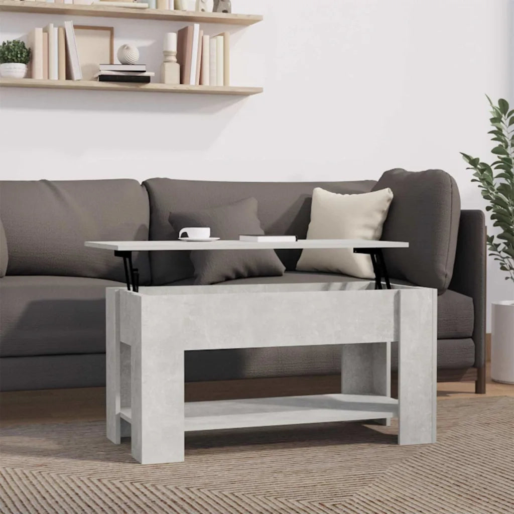 Tavolino Salotto-Tavolino da soggiorno-Tavolo Grigio Cemento 101x49x52 cm Legno Multistrato