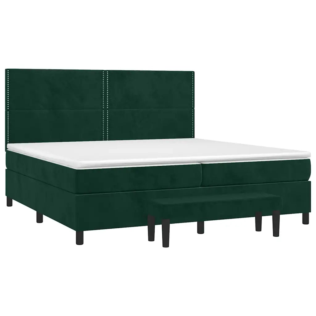 Giroletto a Molle con Materasso Verde Scuro 200x200 cm Velluto 3137806