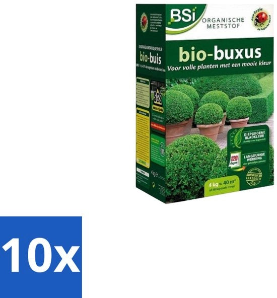 Bio Meststof per Buxus - Alta Crescita e Foglie Profonde - 1,25 kg (12,5 m²) - Confezione in Bulk - 10 pezzi