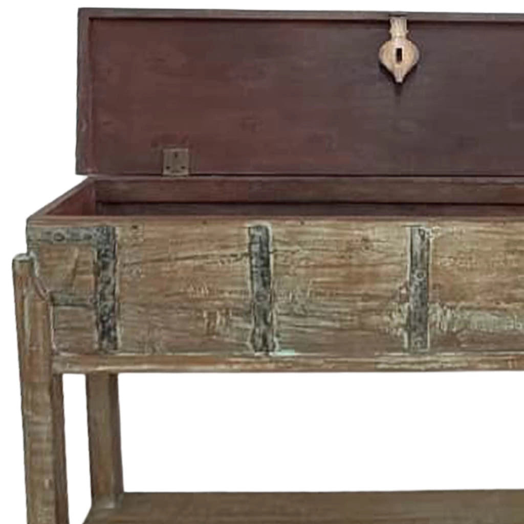 Crediera in legno fatto a mano 144x39x93h cm