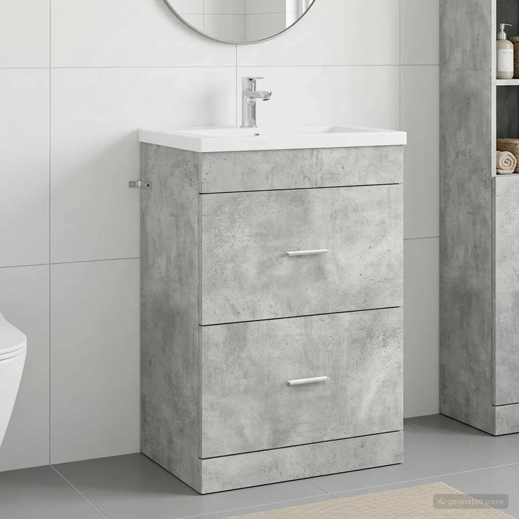 Mobiletto da Bagno Sotto Lavabo Grigio Cemento 890707