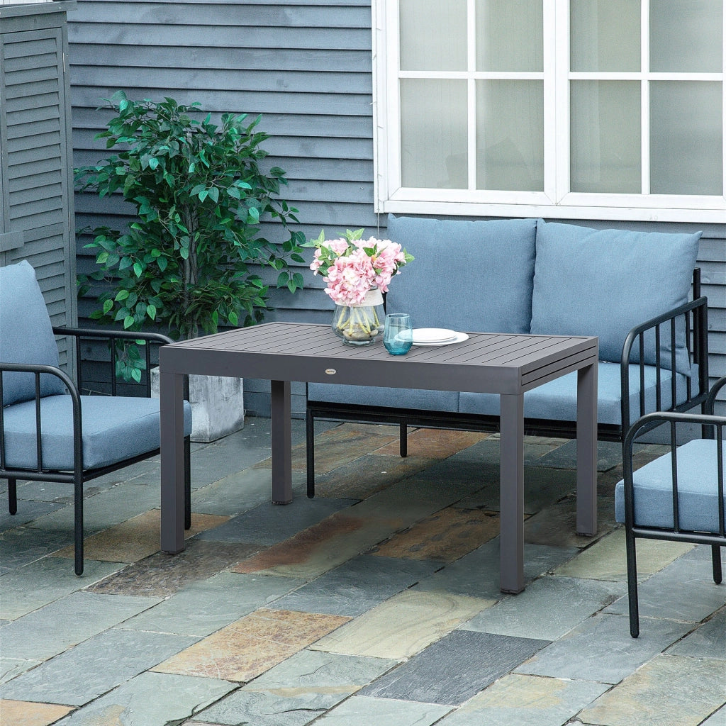 Easycomfort Tavolo da Giardino Allungabile per 8-10 Persone, in Alluminio, 135-270x90x75cm, Grigio