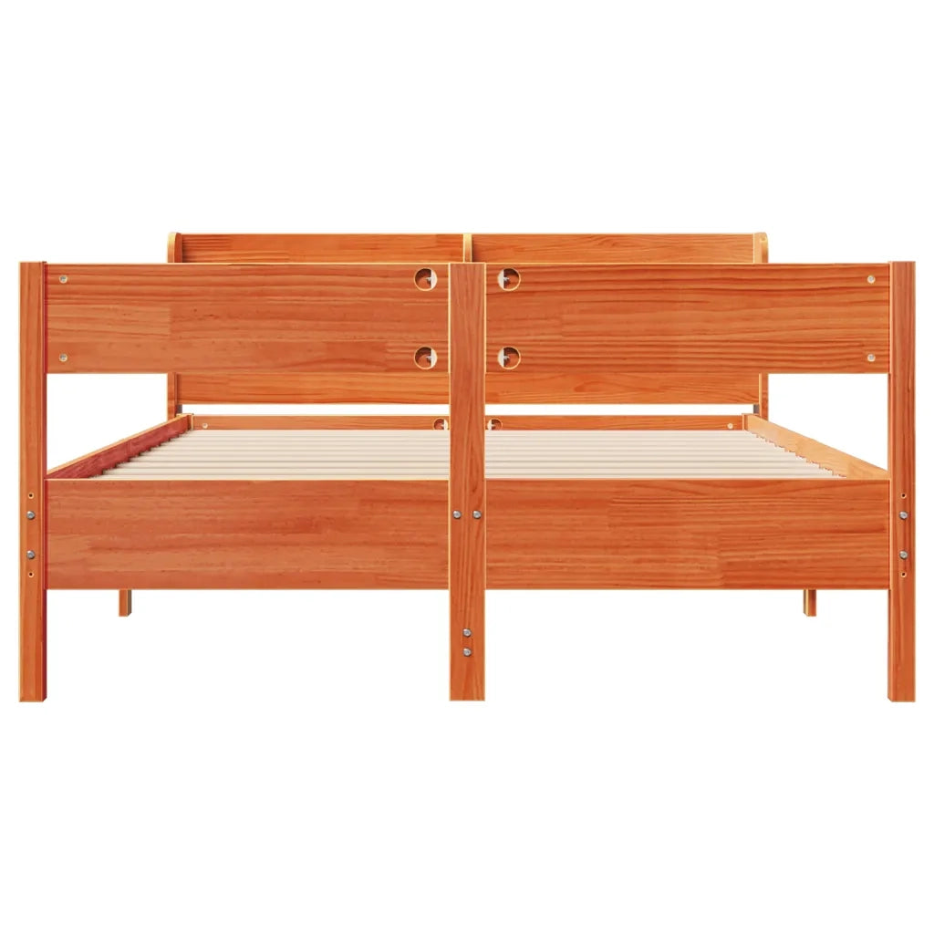 Letto senza Materasso Marrone Cera 135x190 cm in Legno di Pino 3306944