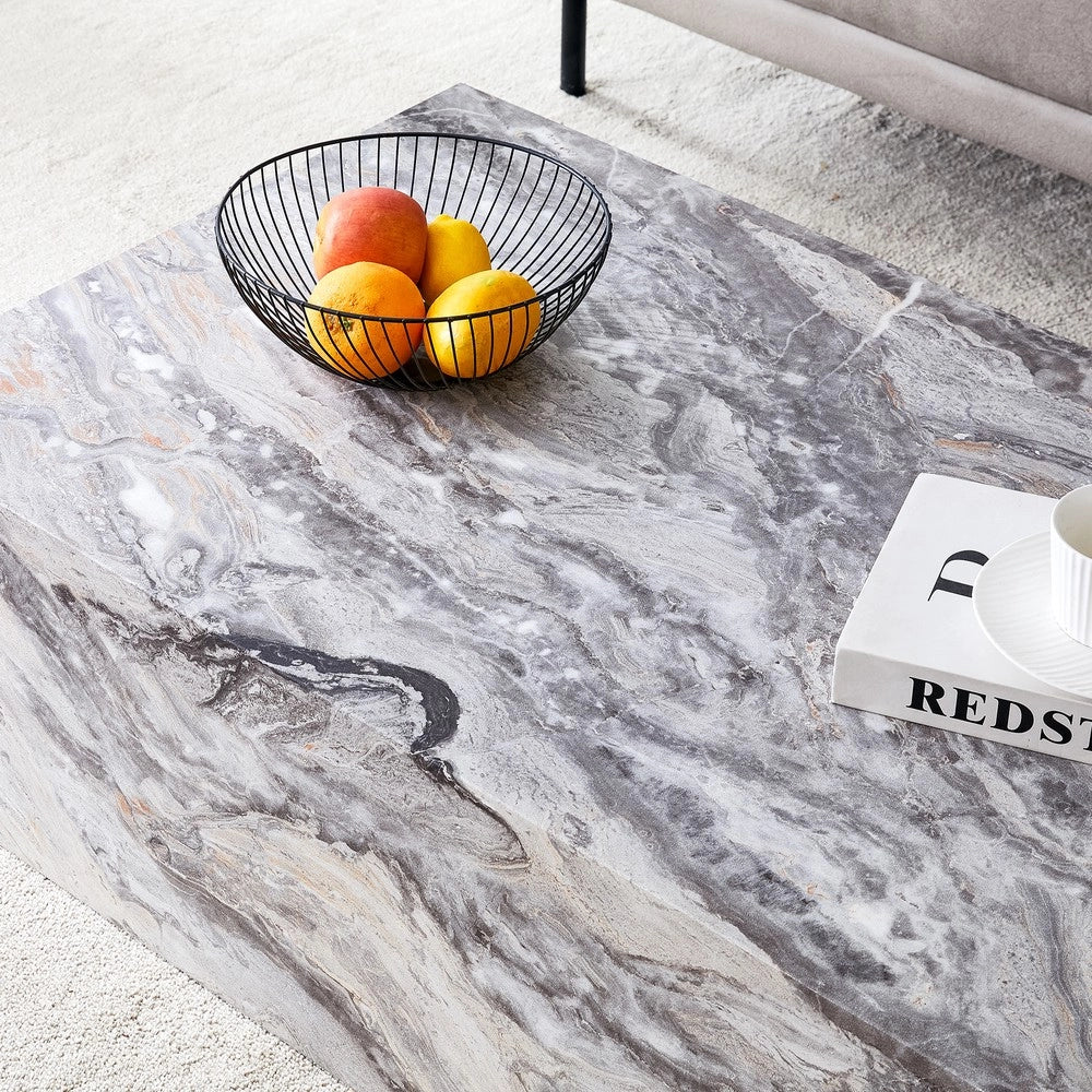 Tavolino da Caff¨¨ Rettangolare ¨C MINIMAL ¨C Effetto Marmo, MDF, Grigio, 90x50x30 cm