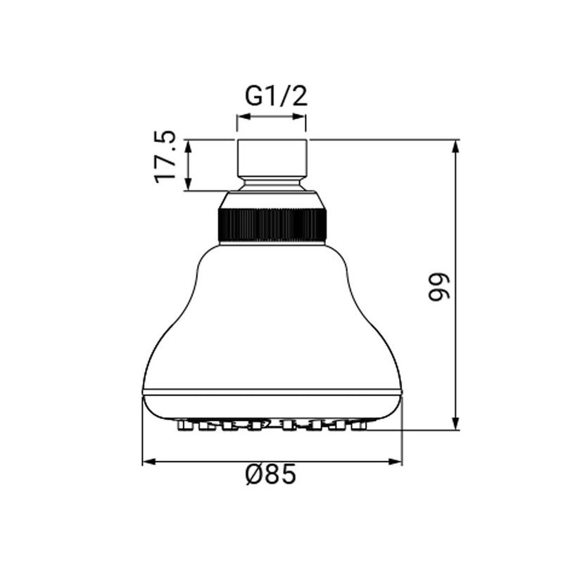 Soffione serie lilla, cromato ad un getto