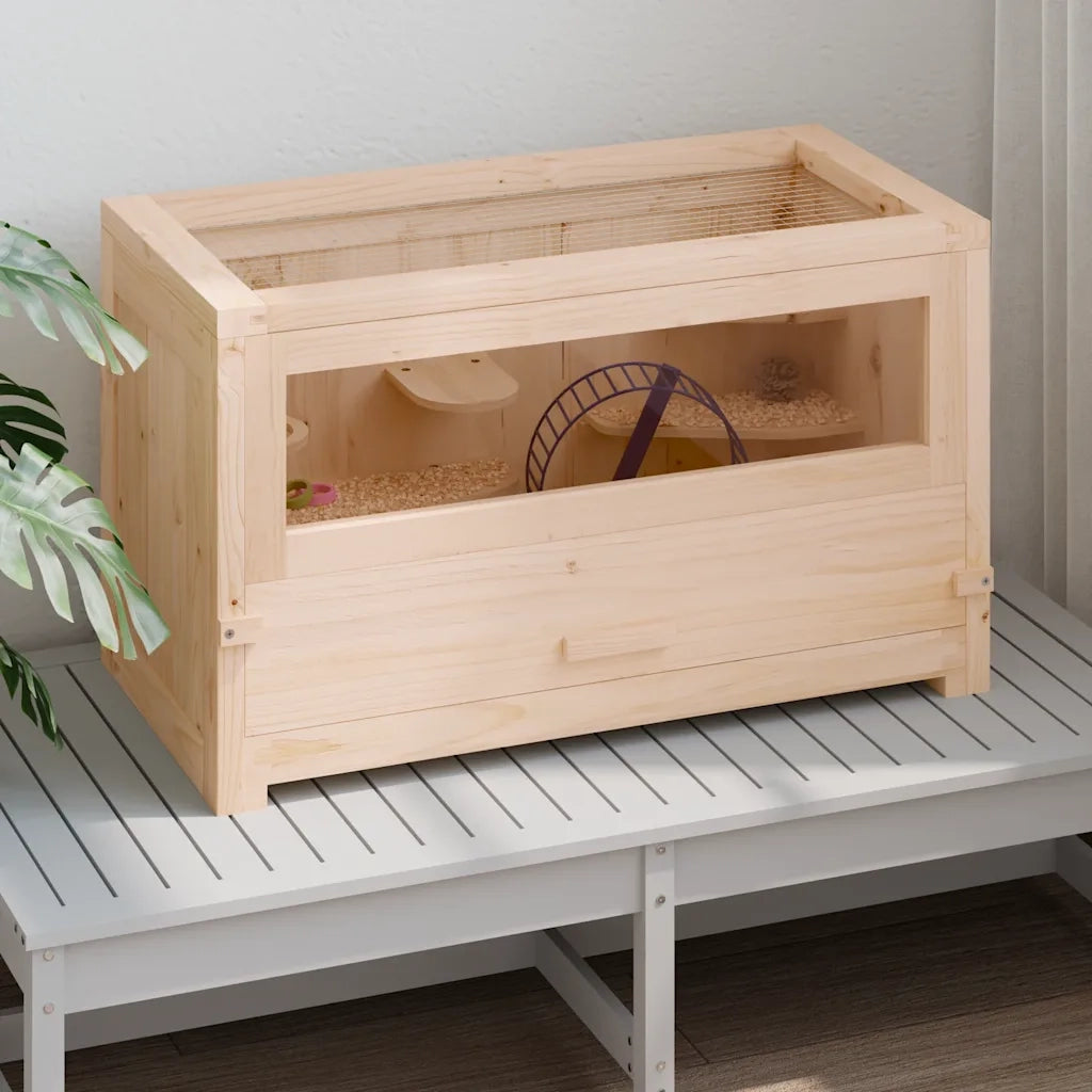 Gabbia per Criceti 60x30x35 cm in Legno Massello di Abete 172377