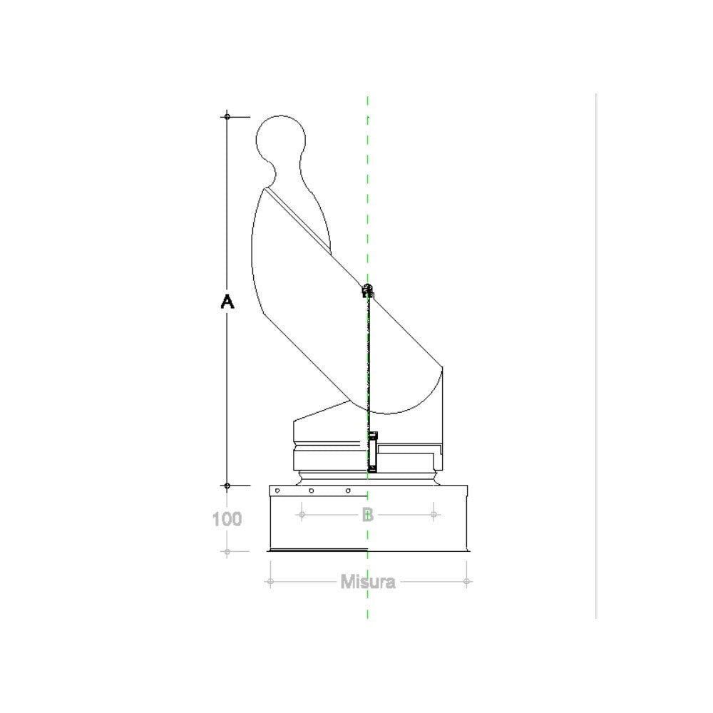 Fumaiolo gallo 40x40cm in acciaio inox base quadra