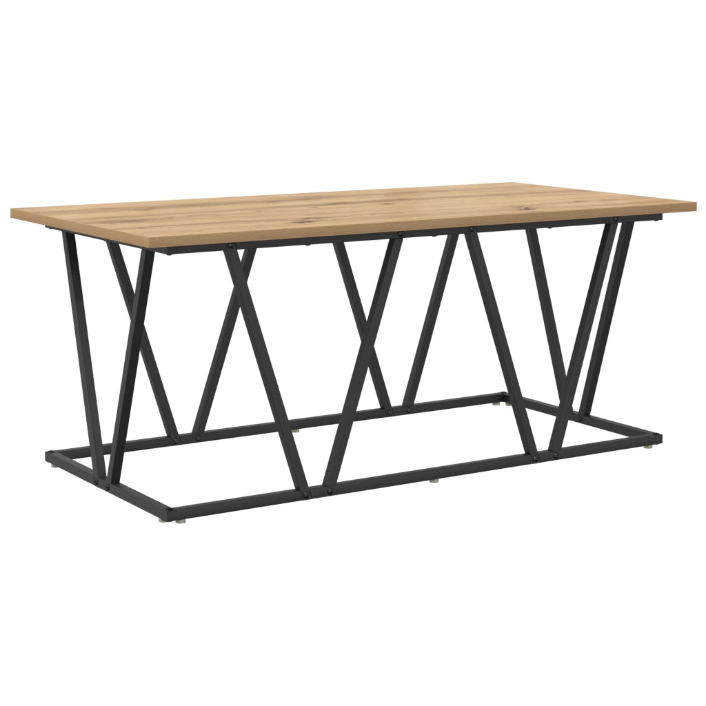 Tavolino da caffÃ¨  in rovere fatto a mano 100x50x40 cm in legno ingegnerizzato e metallo