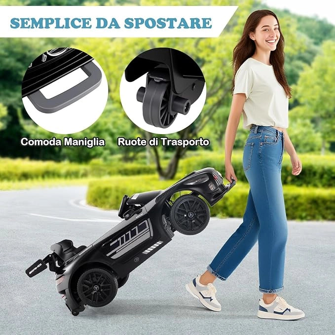 Macchina Elettrica per Bambini, Mercedes Auto Cavalcabile con Telecomando 3 Velocità Luci LED Musica e Connessione Senza Fili, Partenza Morbida, 4,5 Km/h, 3+ Anni (Nero)