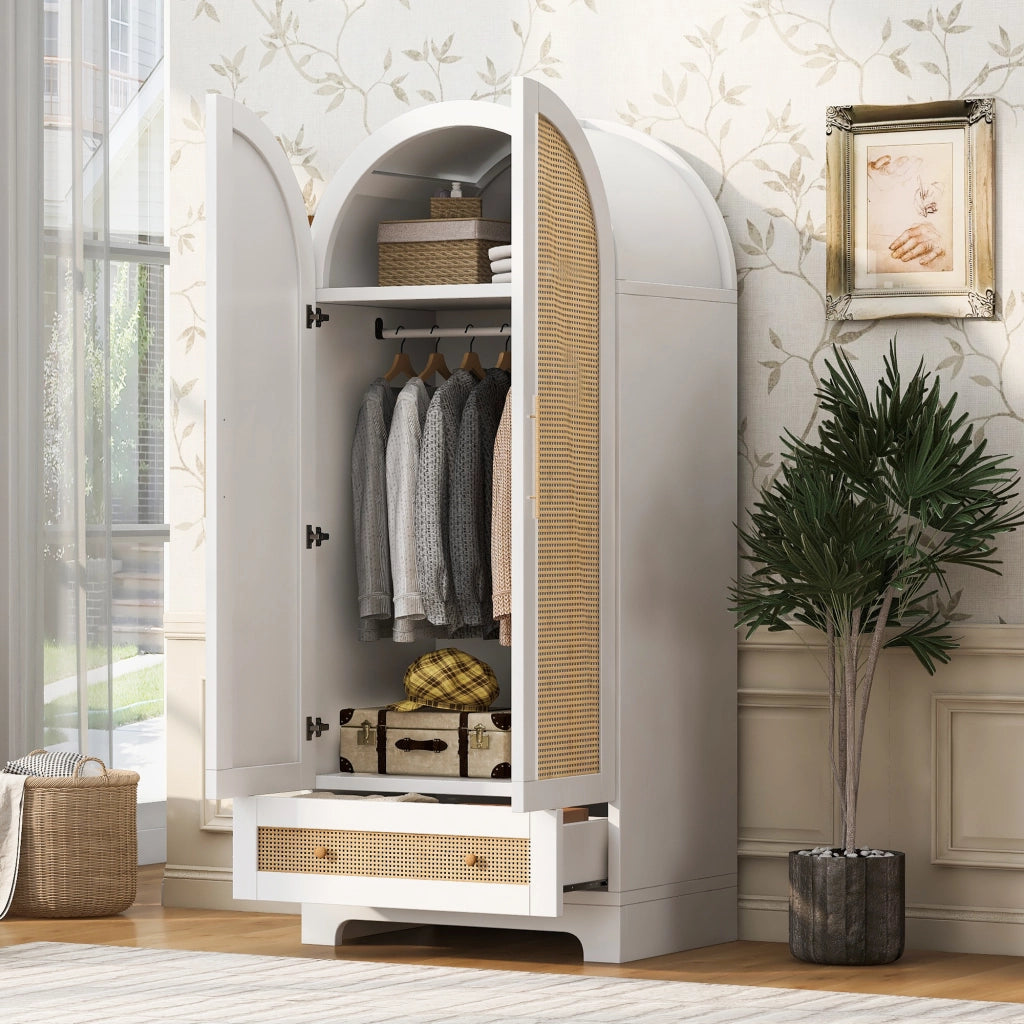 ARMADIO a 2 ante con 2 cassetti e vano interno 70x55x170 cm bianco