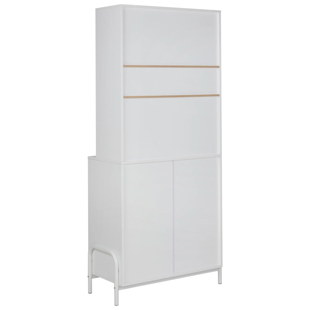 Mobiletto decorativo con cassetti e vetrina in vetro bianco soggiorno design elegante
