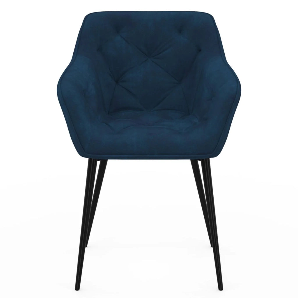 IDMarket - Set di 2 sedie da pranzo, poltrone imbottite LYA in velluto blu petrolio