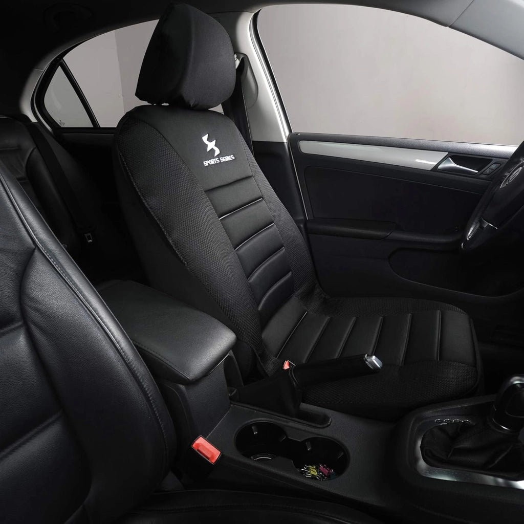 Set Coprisedili Auto 7 Posti Seat Cover Protezioni Universali per Macchina Tessuto Poliestere Nero