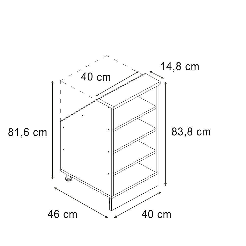 Mobile cucina sottotetto R-Line Bianco 40 cm con 4 scomparti Vicco