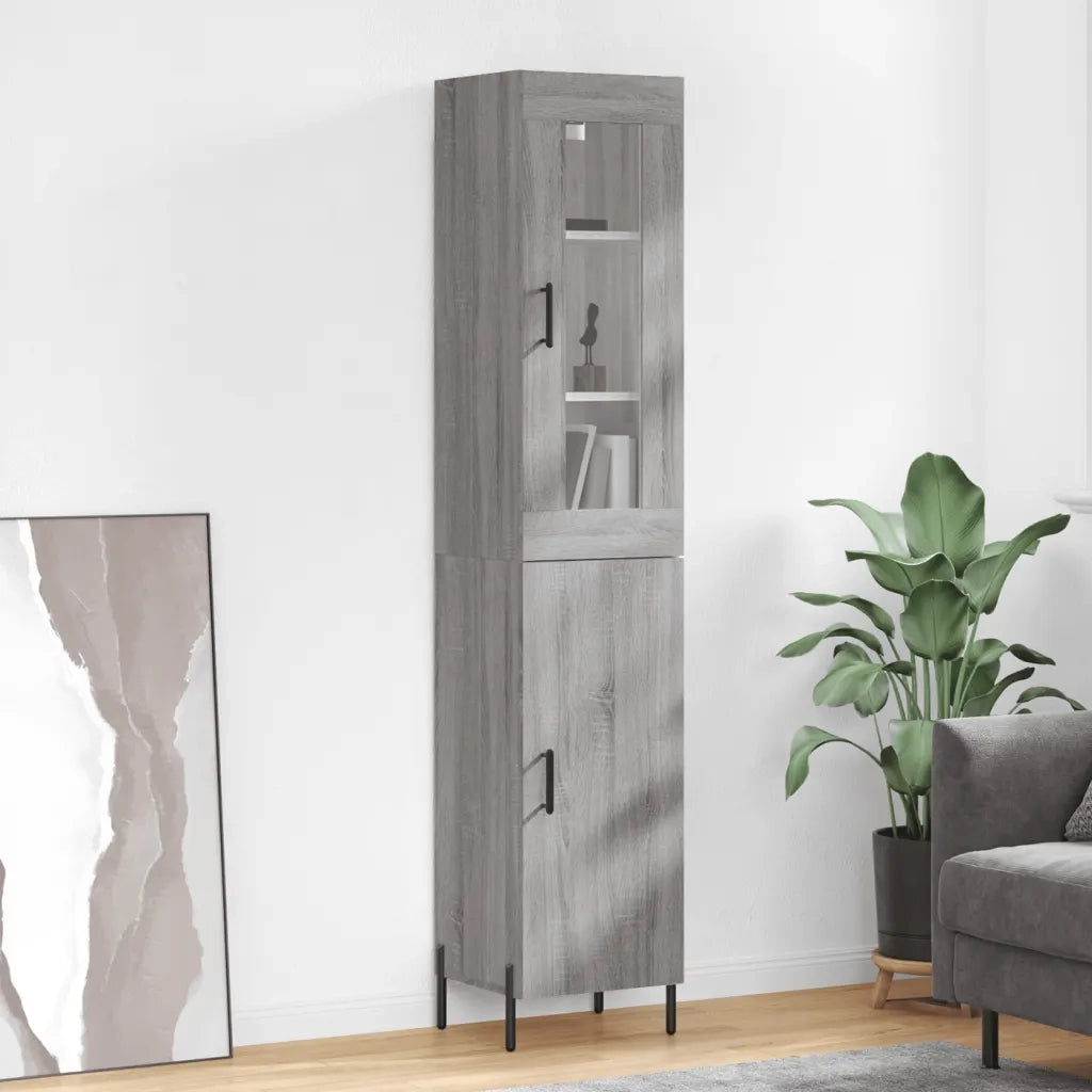 Credenza-Buffet-Armadio da cucina Grigio Sonoma 34,5x34x180 cm in Legno Multistrato 346463