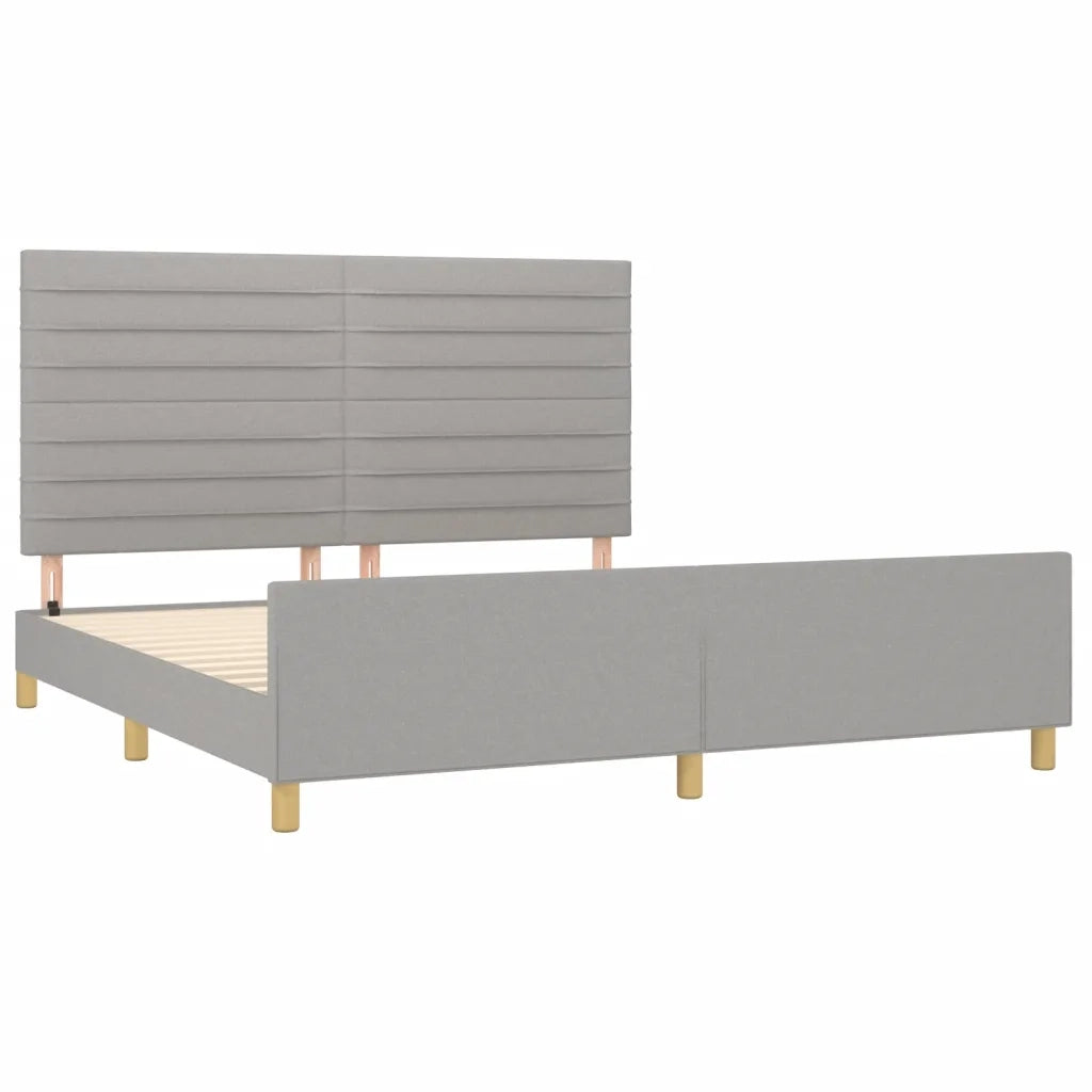 Giroletto con Testiera Grigio Chiaro 180x200 cm in Tessuto cod mxl 62642