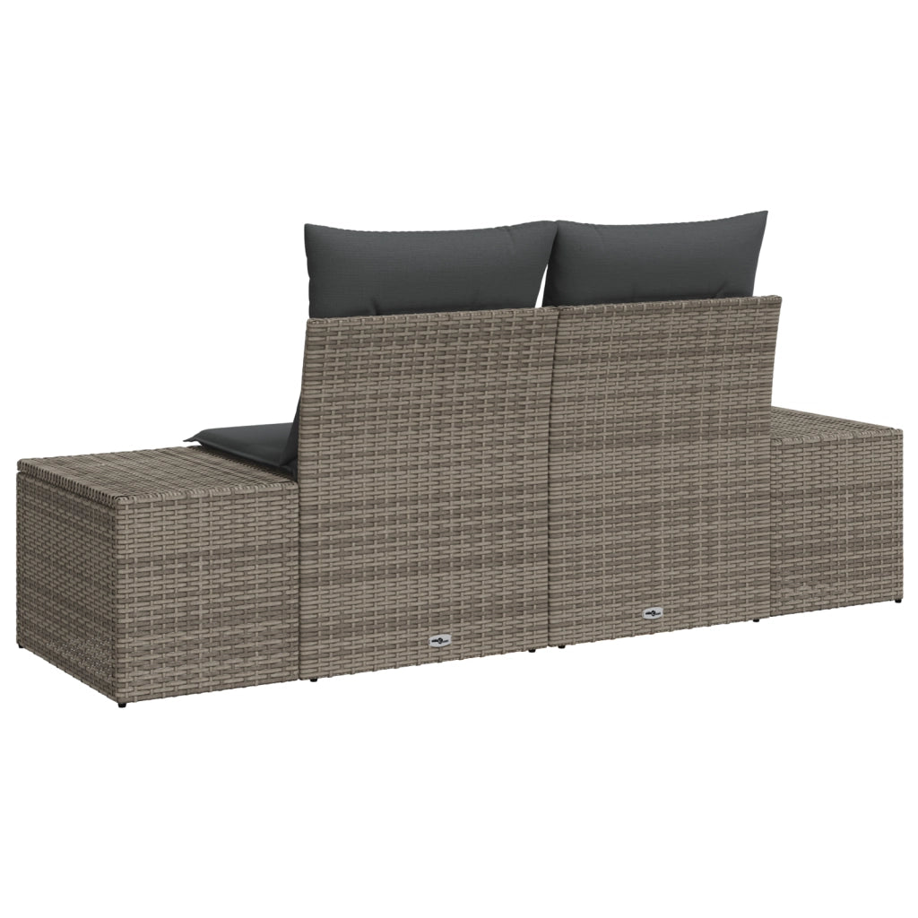 Divano da Giardino a 2 Posti con Cuscini Grigio Polyrattan