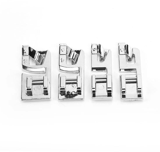 Set di piedini per cucito 4 pezzi - Acciaio inossidabile - Adatto per macchine da cucire per uso domestico - Sostenibile e pratico - Set di piedini per cucito