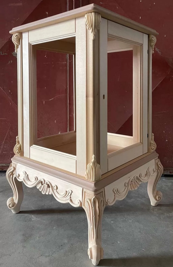 Vetrina 1 anta classica barocco legno grezzo 59x59x91 - Mobili 2G