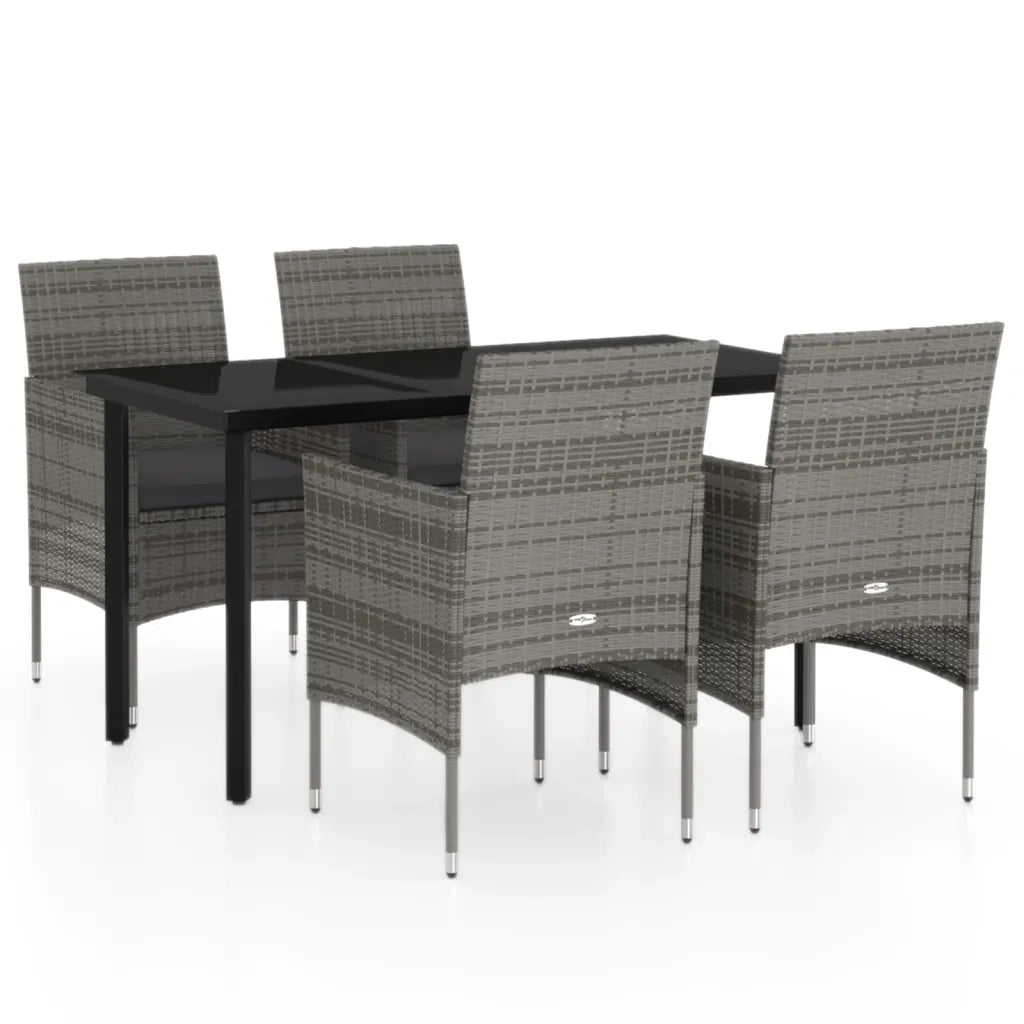 Set da Pranzo da Giardino 5 pz con Cuscini Grigio e Nero 3099289