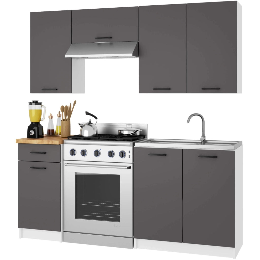 Mobile da cucina per incasso del forno AKORD S80 sistema OLIWIA Bianco 80 cm 2 ante inserto frontale Grigio Grafite 80x46x82 cm
