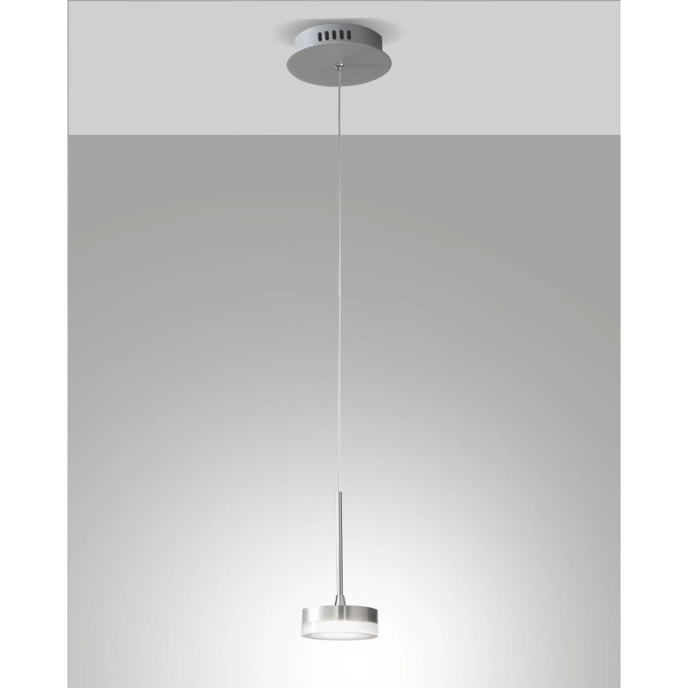 Dunk - Lampada a sospensione singola Alluminio Satinato di Fabas Luce - LED 8W dimmerabile, design moderno