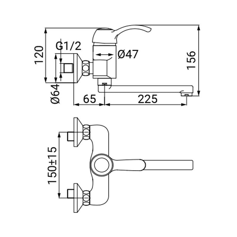 Rubinetto lavello parete serie distri vecchio ottone