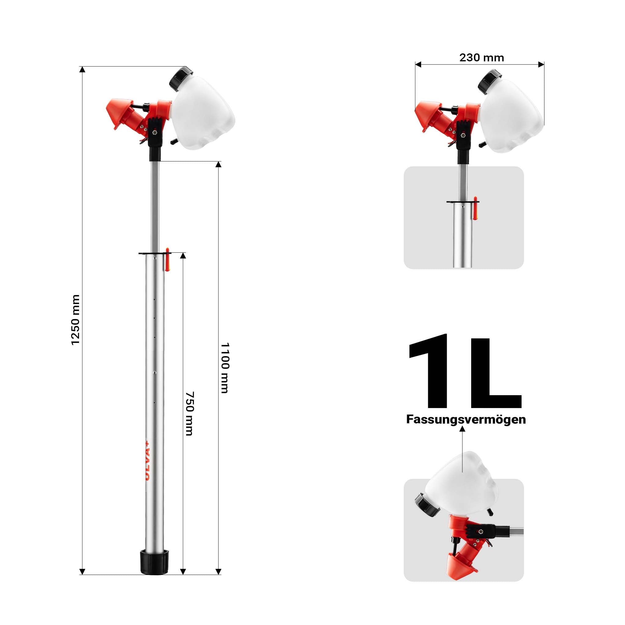 Spruzzatore a batteria MicroULV+ per depolverizzazione scuderia, 3 ugelli, angolo di spruzzo regolabile, Nebulizzatore a batteria max 20 ore