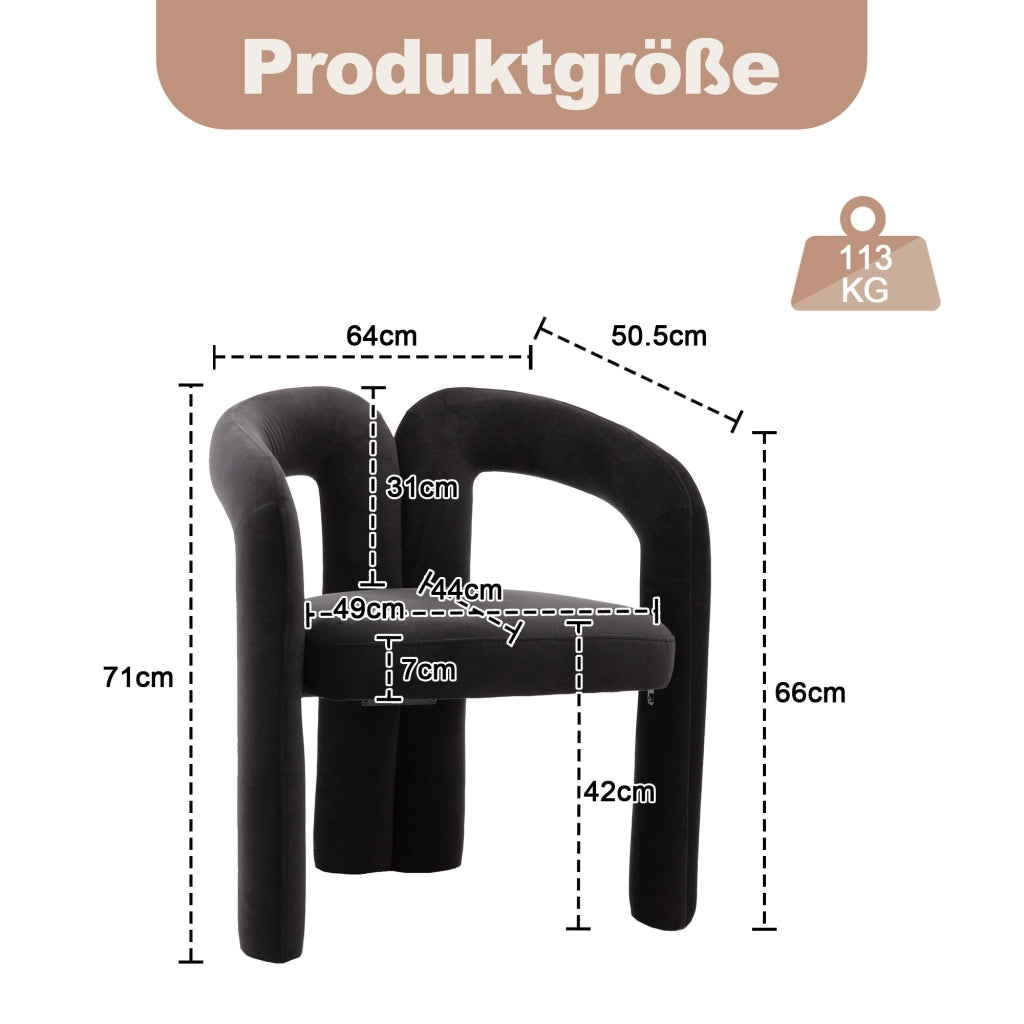 Sedie da Pranzo Imbottite in Velluto Set 2 Pezzi ¨C MINIMAL ¨C Nero/Beige